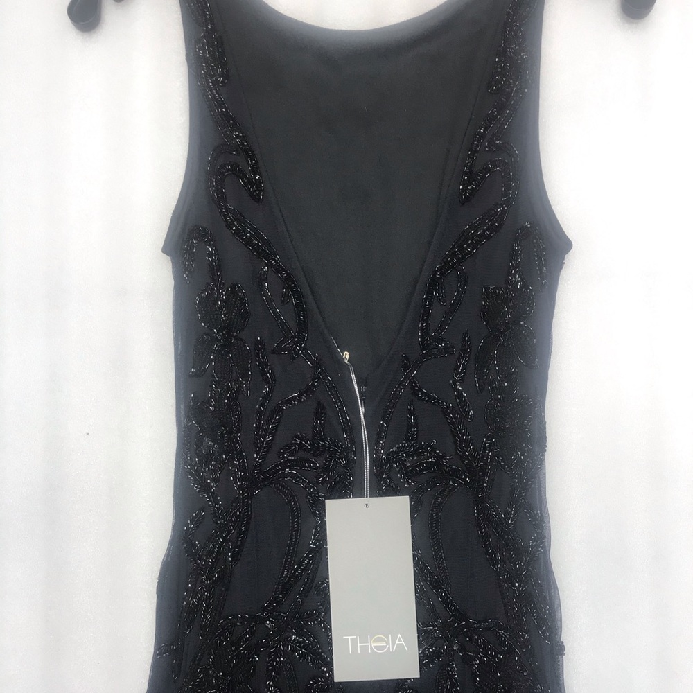 Theia boat neck fully beaded sleeveless long Gown - Picture 8 of 8